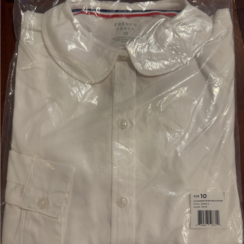 French Toast - Girls Peter Pan Collar long sleeve uniform shirts - Sz 10 - BNWT